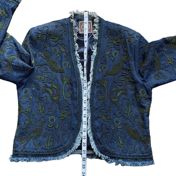 Double D Ranch Beaded Fringed Open Denim Jacket SMALL - Picture 12 of 16